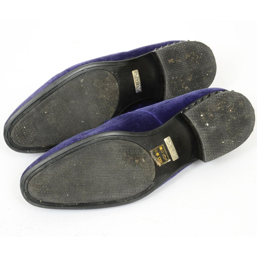 ALDO Men’s 12 Purple Suede Leather Bowtie Slip-On Loafer Horse-bit Preppy Gothic - Picture 7 of 8
